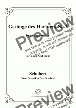 page one of Schubert-Gesänge des Harfners,Op.12 No.2,in c sharp minor,for Voice&Piano
