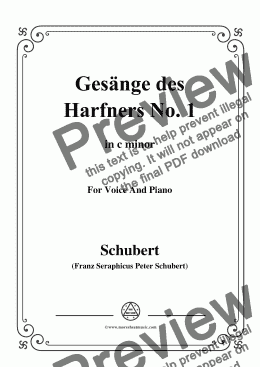 page one of Schubert-Gesänge des Harfners,Op.12 No.1,in c minor,for Voice&Piano