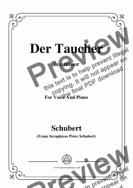 page one of Schubert-Der Taucher(The Diver),D.77,in c minor,for Voice&Piano
