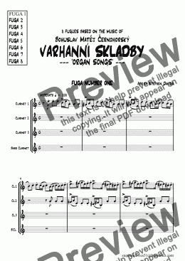 page one of Fugue No.1 VARHANNI SKLADBY -Organ Songs for Clarinet Quartet