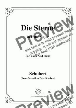 page one of Schubert-Die Sterne,Op.96 No.1,in E flat Major,for Voice&Piano