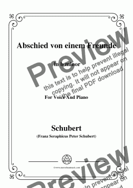 page one of Schubert-Abschied von einem Freunde,in b minor,for Voice&Piano
