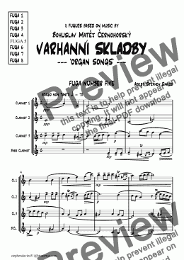 page one of Fugue No.5 VARHANNI SKLADBY- Organ Songs for Clarinet Quartet
