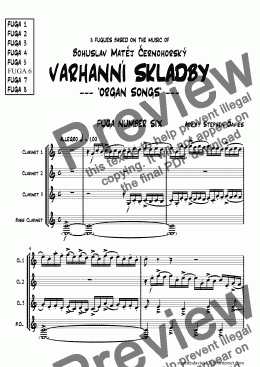 page one of Fugue No.6 VARHANNI SKLADBY-'Organ Songs' for Clarinet Quartet