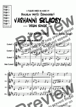 page one of Fugue No.8 VARHANNI SKLADBY- Organ Songs for Clarinet Quartet