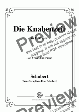 page one of Schubert-Die Knabenzeit,in C Major,for Voice&Piano