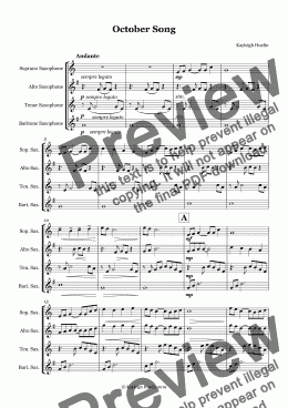 page one of October Song (SATB saxophone quartet)