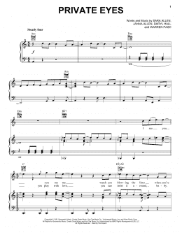 page one of Private Eyes (Piano, Vocal & Guitar Chords (Right-Hand Melody))