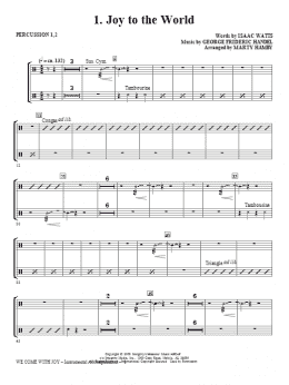 page one of We Come With Joy Orchestration - Percussion 1 & 2 (Choir Instrumental Pak)