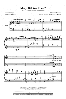 page one of Mary, Did You Know? (arr. Jack Schrader) (TTBB Choir)