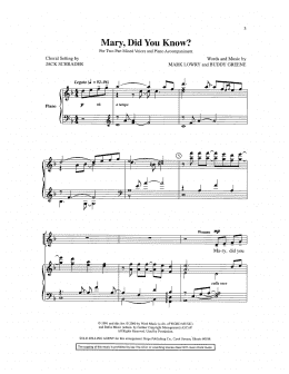 page one of Mary, Did You Know? (arr. Jack Schrader) (2-Part Choir)
