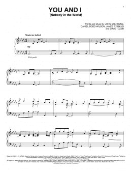 page one of You And I (Nobody In The World) (Piano Solo)