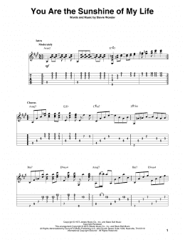 page one of You Are The Sunshine Of My Life (arr. Bill LaFleur) (Solo Guitar)