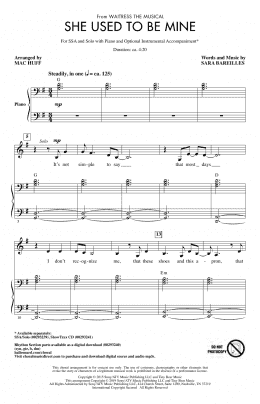 page one of She Used To Be Mine (from Waitress the Musical) (arr. Mac Huff) (SSA Choir)