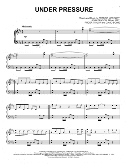 Under Pressure sheet music for guitar solo (easy tablature) (PDF)