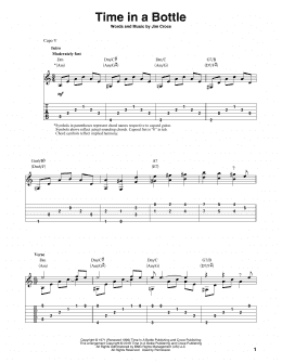 page one of Time In A Bottle (arr. Bill LaFleur) (Solo Guitar)