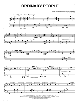 page one of Ordinary People (Piano Solo)