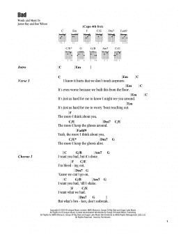 page one of Bad (Guitar Chords/Lyrics)