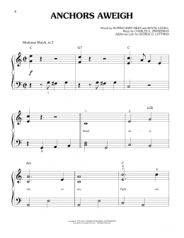 page one of Anchors Aweigh (Big Note Piano)