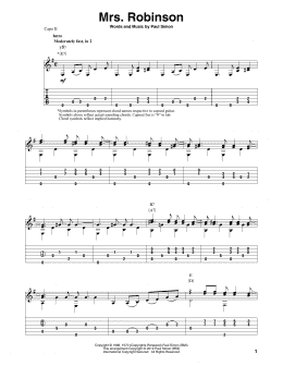 page one of Mrs. Robinson (arr. Bill LaFleur) (Solo Guitar)