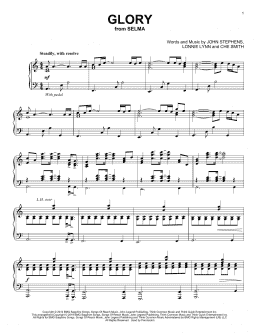 page one of Glory (from Selma) (Piano Solo)