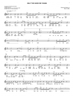 page one of Only The Good Die Young (Lead Sheet / Fake Book)