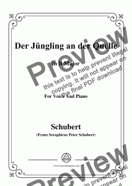 page one of Schubert-Der Jüngling an der Quelle,in B Major,for Voice&Piano