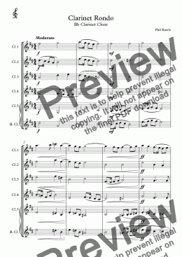 page one of Clarinet Rondo - Five part clarinet choir