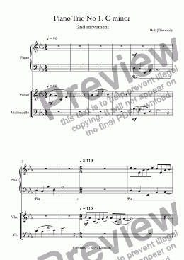 page one of Piano Trio No 1. C minor  2nd movement