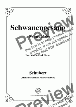page one of Schubert-Schwanengesang,Op.23 No.3,in F sharp Major,for Voice&Piano
