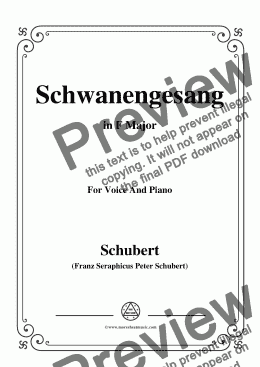 page one of Schubert-Schwanengesang,Op.23 No.3,in F Major,for Voice&Piano