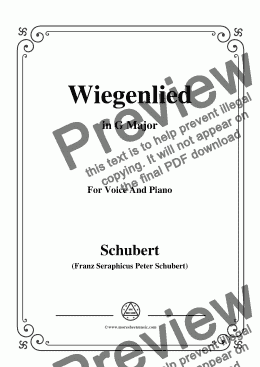 page one of Schubert-Wiegenlied,Op.105 No.2,in G Major,for Voice&Piano