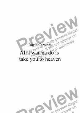 page one of Pop Song: 'All I want to do is take you to heaven' - David Carbines