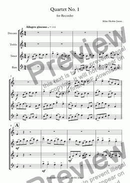 page one of Quartet No. 1 Allegro