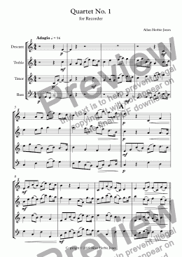 page one of Quartet No. 1 Adagio