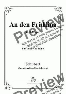 page one of Schubert-An den Frühling,in B Major,for Voice&Piano