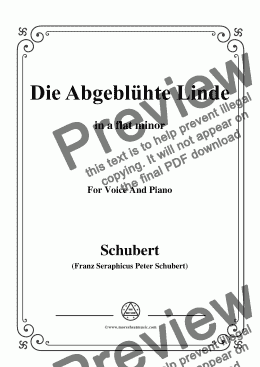 page one of Schubert-Die Abgeblühte Linde(The Faded Linden Tree),in a flat minor,for Voice&Pno