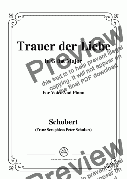page one of Schubert-Trauer der Liebe,in G flat Major,for Voice&Piano