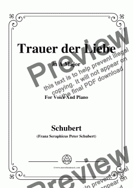 page one of Schubert-Trauer der Liebe,in A Major,for Voice&Piano