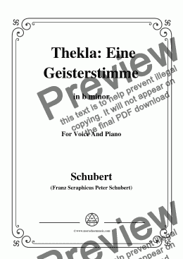 page one of Schubert-Thekla Eine Geisterstimme(Thekla A Spirit Voice),in b minor,for Voice&Pno