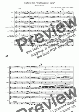 page one of Miniature Overture (Fantasia from Nuctcracker) for Flute Quartet
