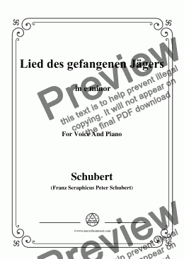 page one of Schubert-Lied des gefangenen Jäger,Op.52 No.7,in e minor,for Voice&Piano