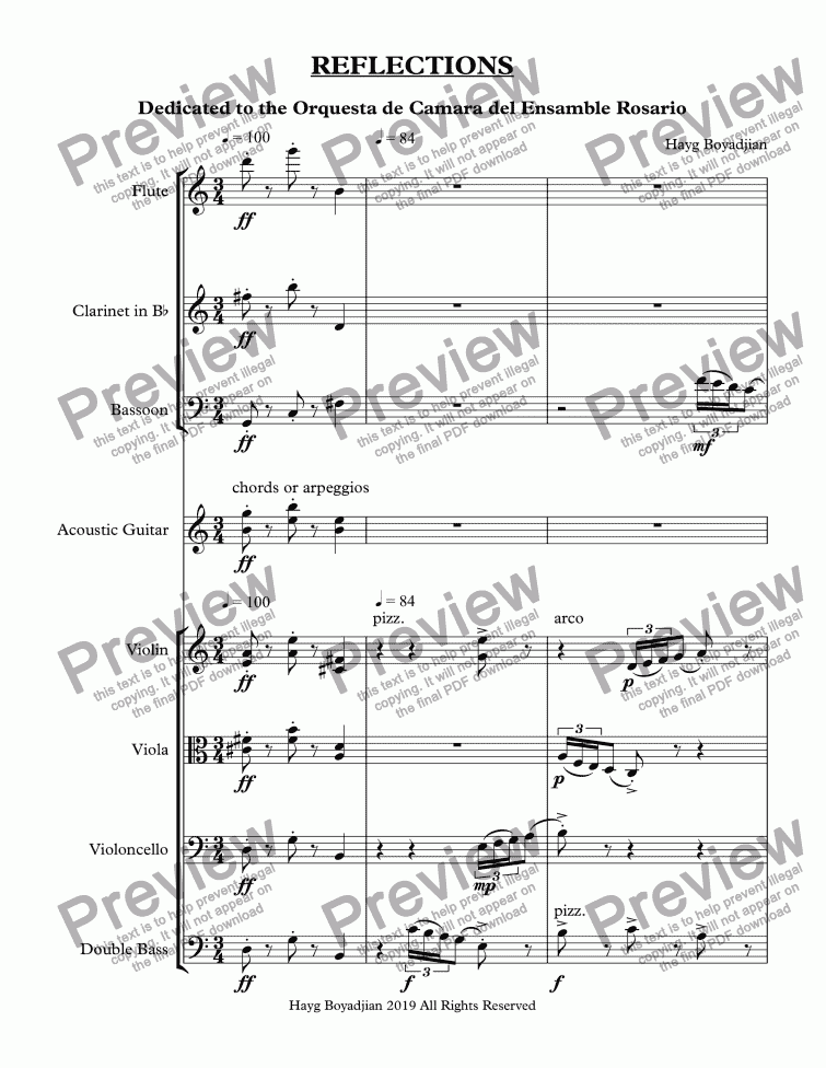 page one of Reflections (mixed chamber octet)