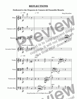 page one of Reflections (mixed chamber octet)