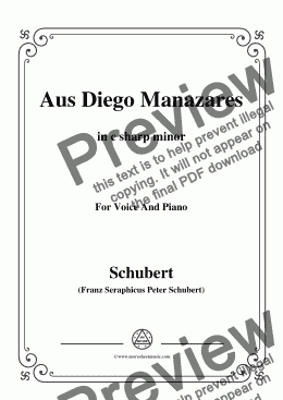 page one of Schubert-Aus Diego Manazares,D.458,in c sharp minor,for Voice&Piano