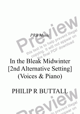 page one of In the Bleak Midwinter (2nd Alternative Setting)