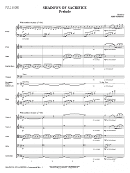 page one of Shadows of Sacrifice - Full Score (Choir Instrumental Pak)