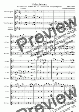 page one of Holzschuhtanz  A.Lortzing  Saxophonquartett