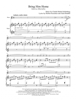 page one of Bring Him Home (from Les Miserables) (Flute and Piano)