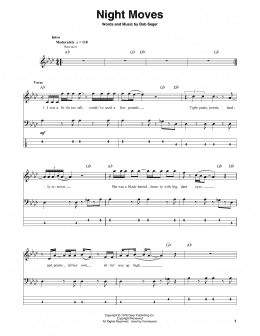 page one of Night Moves (Bass Guitar Tab)